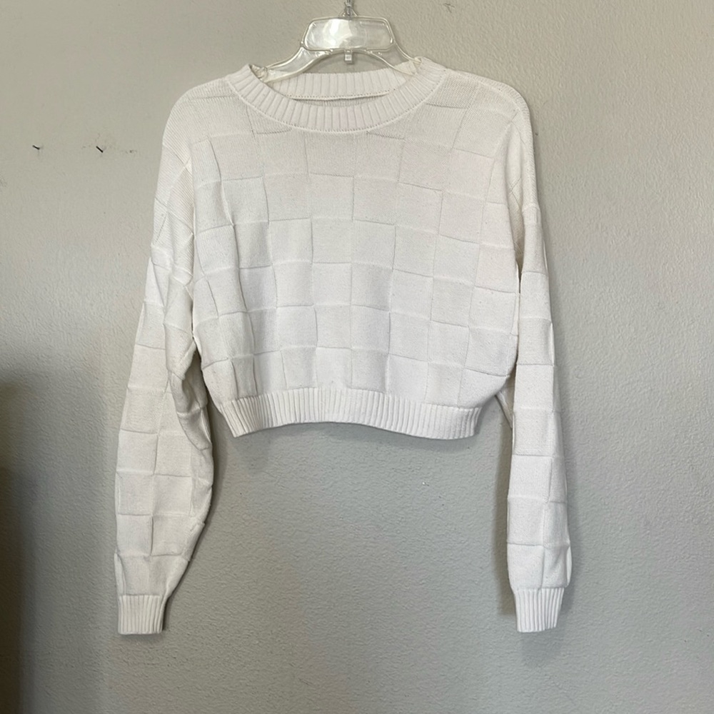 HOLLISTER OFF WHITE CROPPED SWEATER